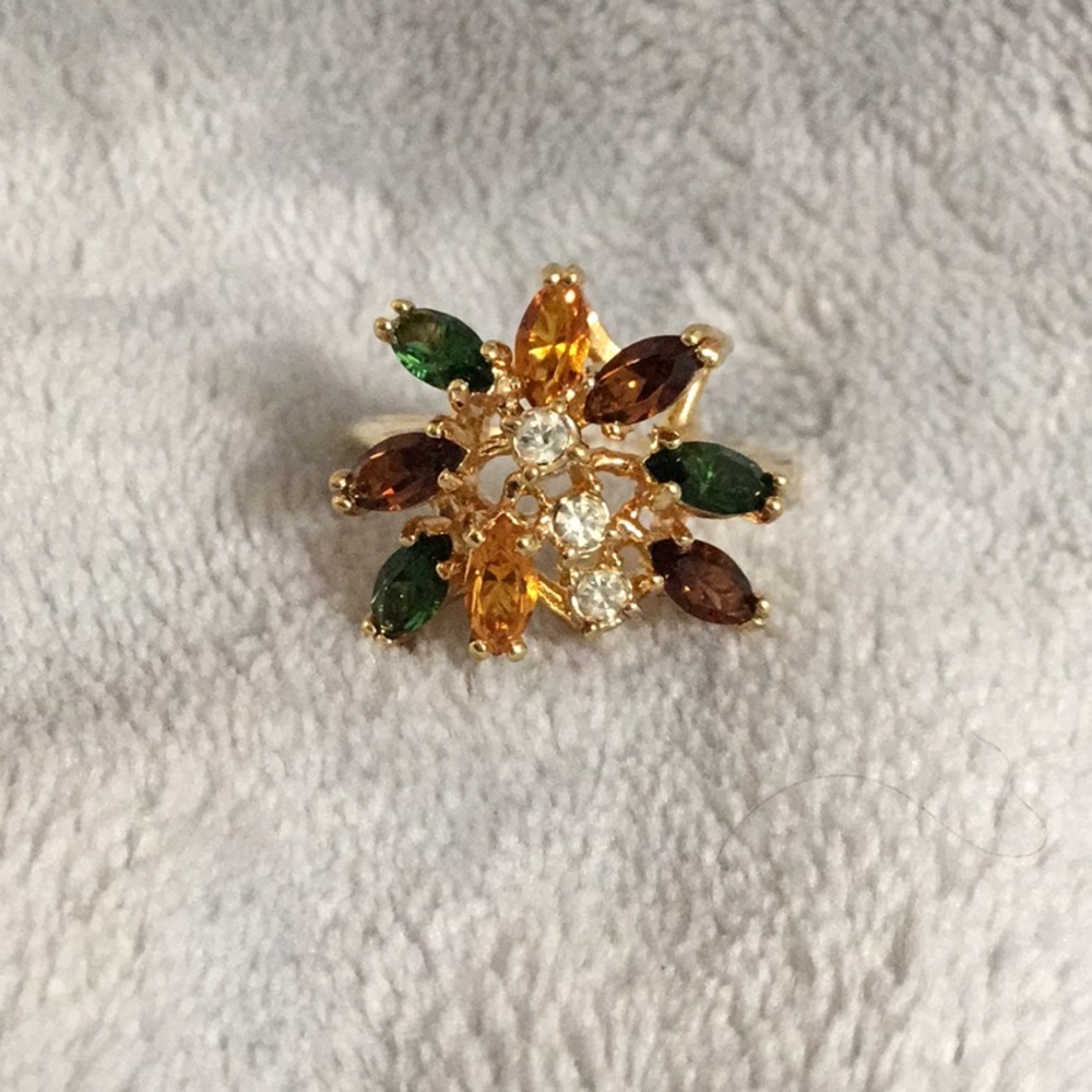 18KT HGE Multi Colored Fashion Ring, sz 8